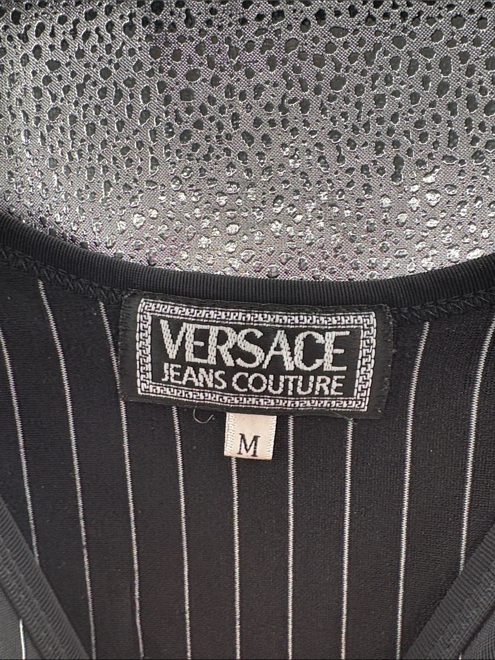 Versace Black Pinstripe Spaghetti-Strap Camisole - Picture 3 of 4